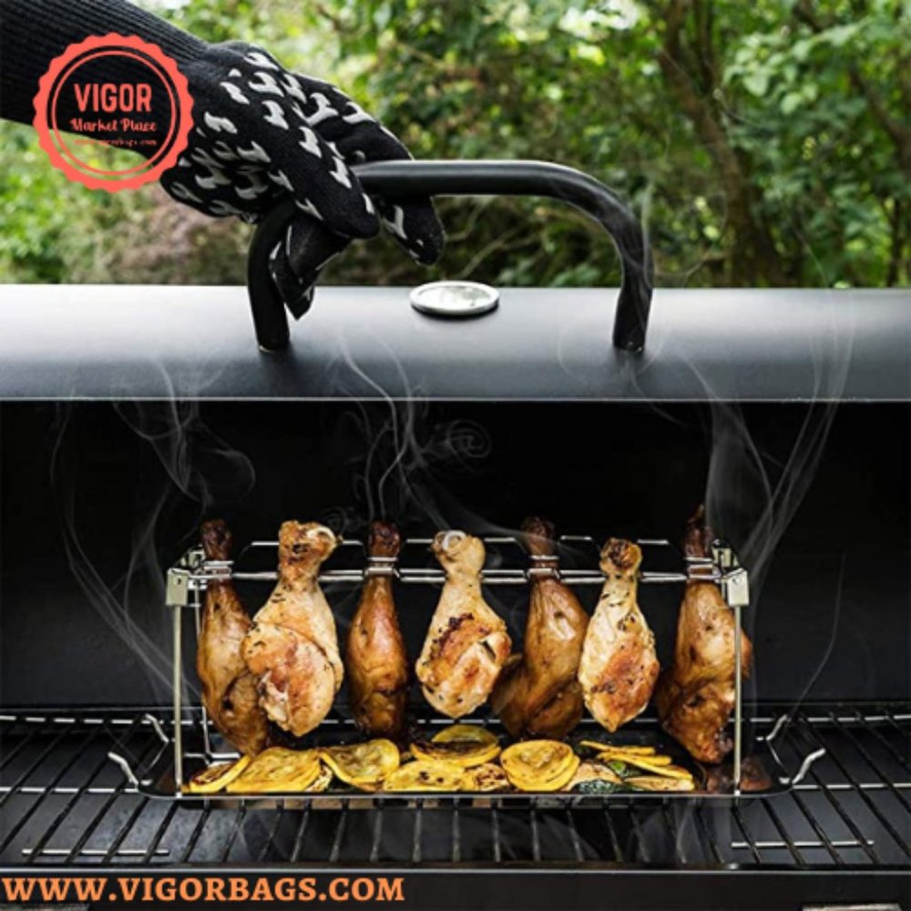 BBQ Chicken Drumsticks Rack Stainless Steel & BBQ Rib Rack Non Stick Rib Roast R - Picture 6 of 12